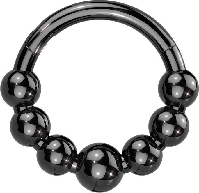 Actual product image Star Piercing Micro segment ring hinged black seven balls (Titanium, without brass)