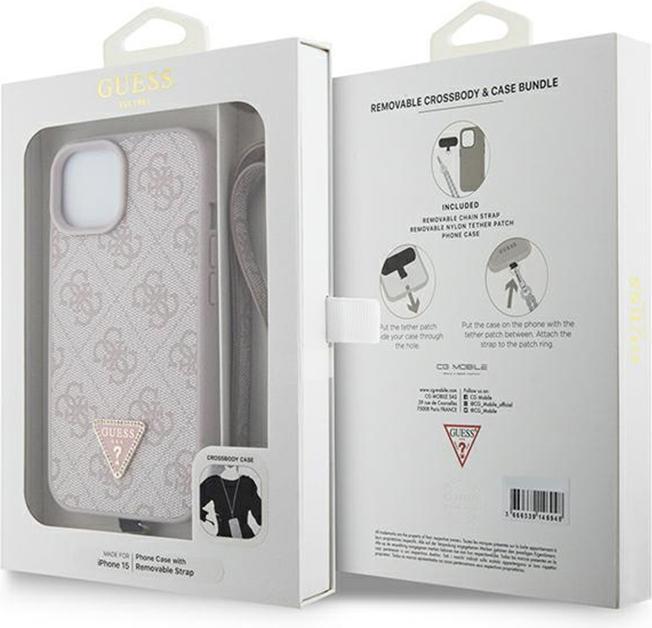 Produktbild Guess GUHCP15MP4TDSCPP iPhone 15 Plus 6.7" różowy/pink hardcase Crossbody 4G Metal Logo (Apple iPhone 14 Plus, Apple iPhone 15 Plus)
