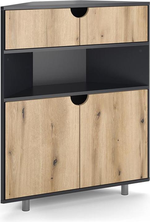 Vicco Kommode Inaro, Anthrazit/Eiche, 79 x 96 cm mit 4 Fächern (79 x 27.20 x 96 cm)