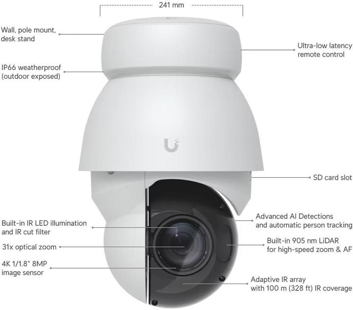 Produktbild Ubiquiti AI PTZ Precision (3840 x 2160 Pixels)