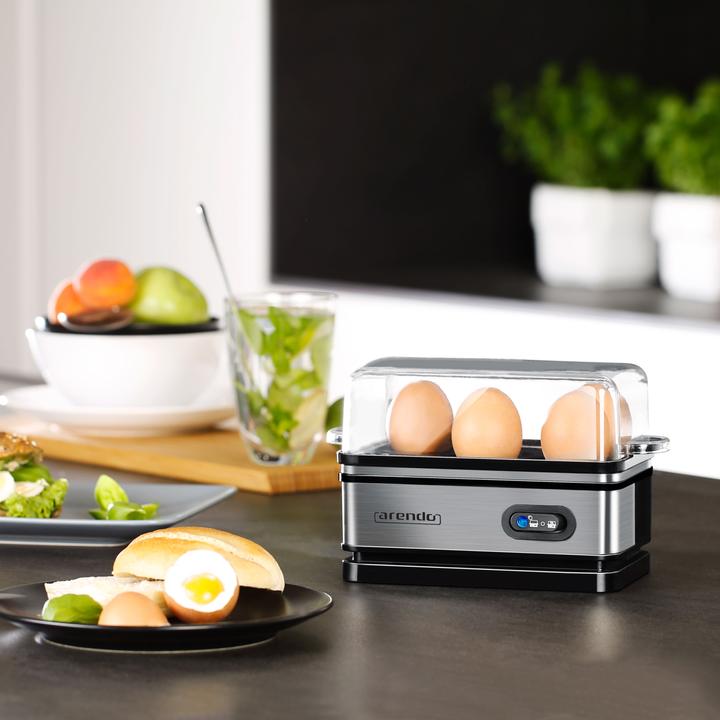 Actual product image Arendo Stainless steel egg boiler 6-fold, 400 W, stainless steel, keep-warm function, hardness adjustable