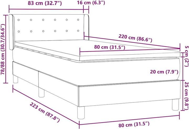 Produktbild vidaXL Boxspringbett (80 x 220 cm)
