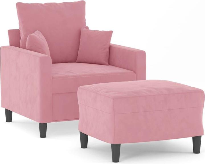 Produktbild vidaXL Sessel mit Hocker Rosa 60 cm Samt,Farbe: Rosa,Material: Samt