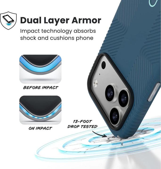 Actual product image speck Presidio2 Grip + ClickLock Apple iPhone 17 Pro Blue - with Microban (Apple iPhone 17 Pro)