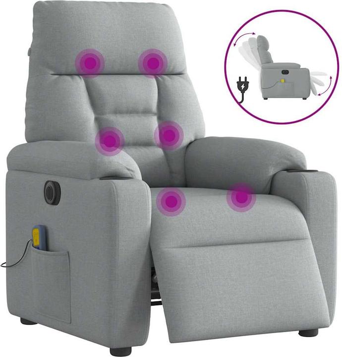 Image du produit vidaXL Fauteuil de massage électrique Tissu gris clair