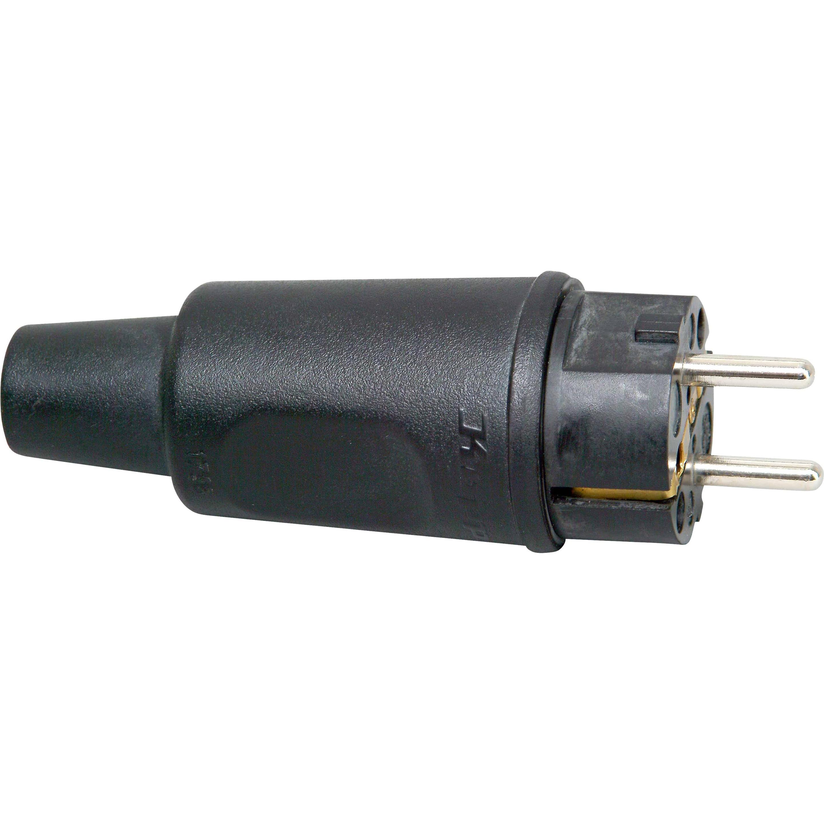 Kopp, Netzstecker + Netzkupplung, Schutzkontakt-Vollgummistecker schwarz
