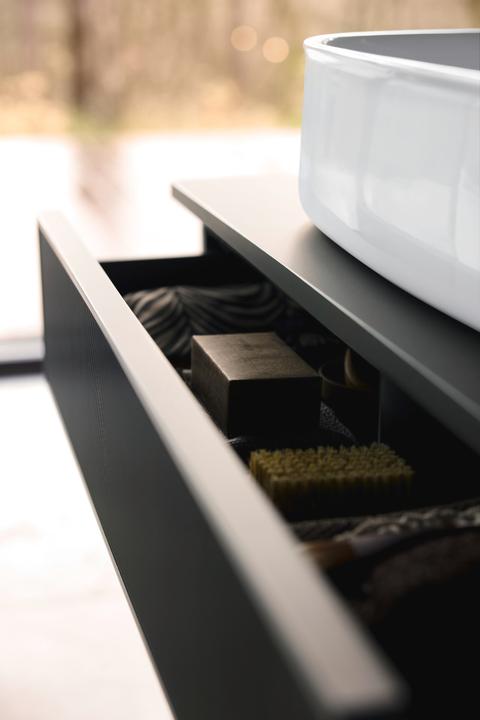 Produktbild Duravit Zencha Konsolenwaschtischunterbau, 1600x550mm, 2 Auszüge, 1 Ausschnitt links, ZE4814 (160 x 41 x 165 cm)