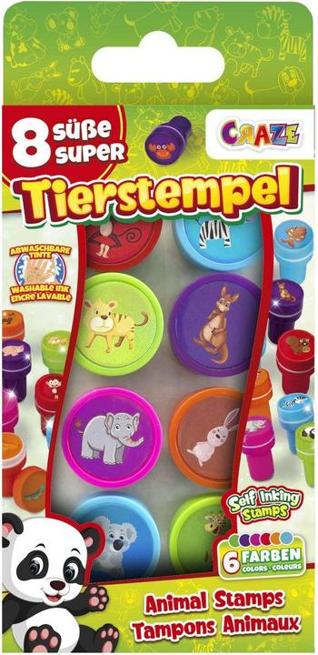 Immagine prodotto Craze Set di timbri per bambini - 8 timbri per bambini con motivi di animali, timbri per animali in 6