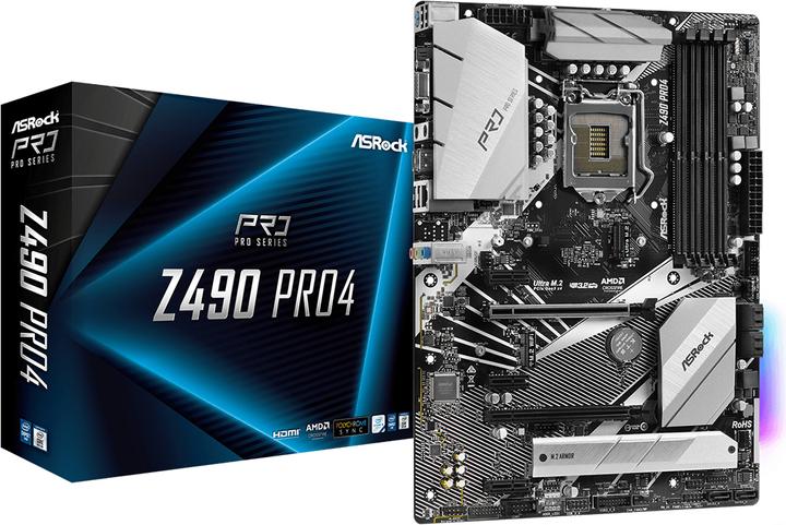 Produktbild AsRock Z490 Pro4 (LGA 1200, Intel Z490, ATX)