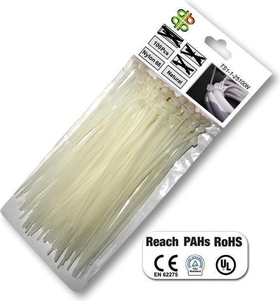 Immagine prodotto Bradas 100 pezzi di fascette per cavi professionali trasparenti 7,6 x 350 mm in nylon di qualità (350 mm, 100 pz.)