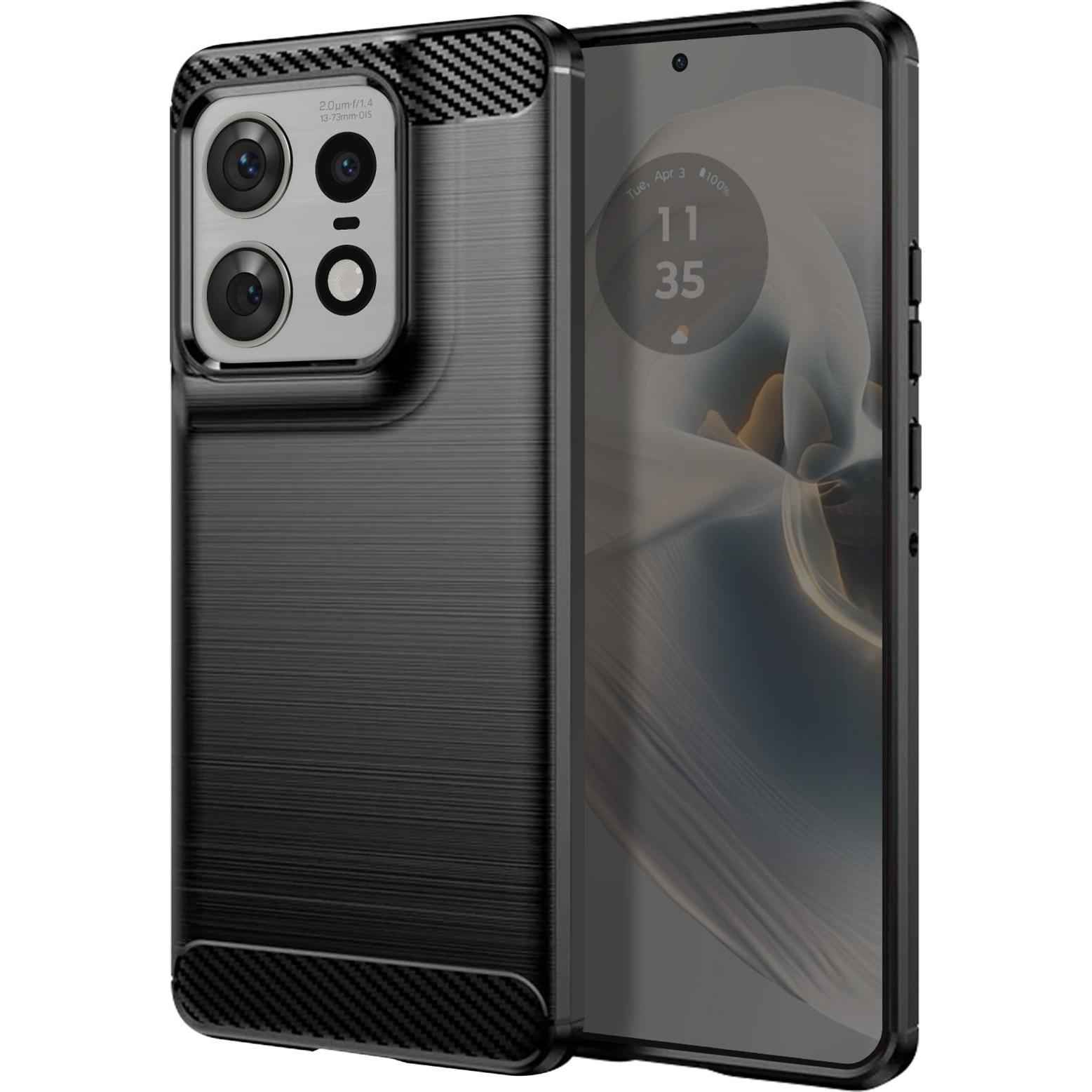 Avizar Classic Carb Case Series (Motorola Edge 50 Pro), Smartphone Hülle, Schwarz