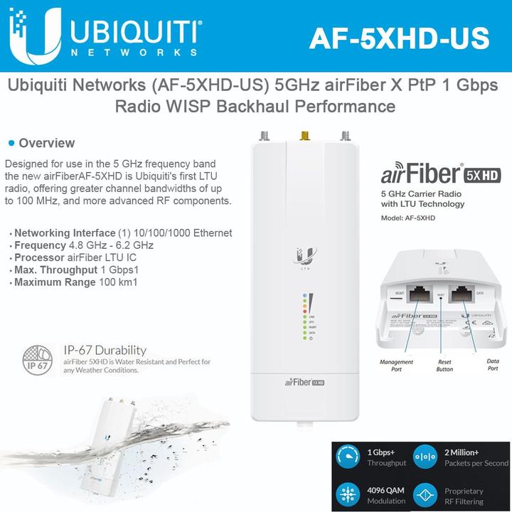 Produktbild Ubiquiti AirFiber AF-5XHD (1300 Mbit/s)