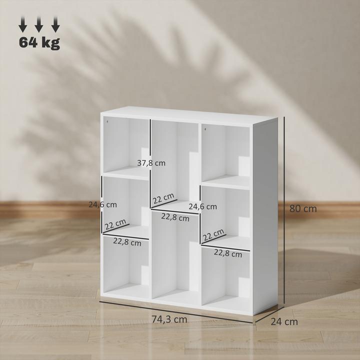 Produktbild Homcom Bücherregal Spanplatte Weiss (24 x 74.30 x 80 cm)