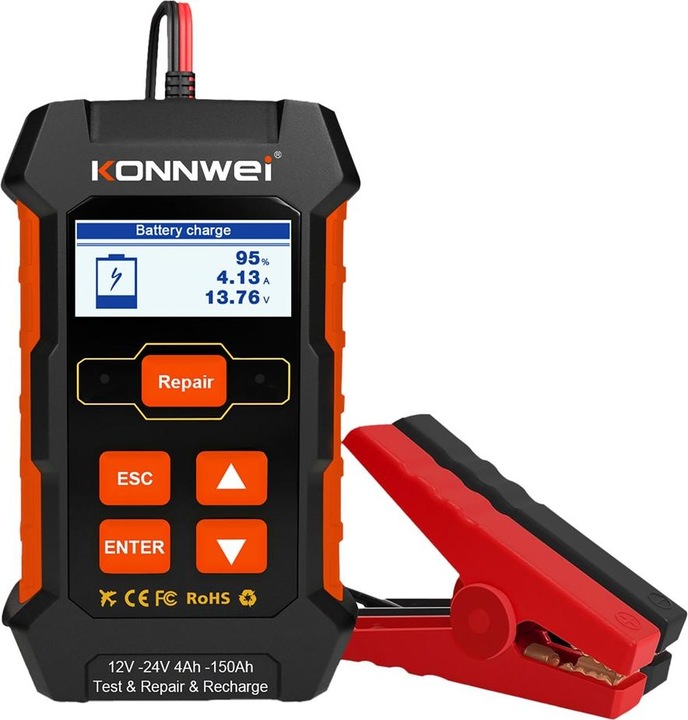 Immagine prodotto Konnwei Raddrizzatore, misuratore di batteria 520 (12V, 24V, 10 A)
