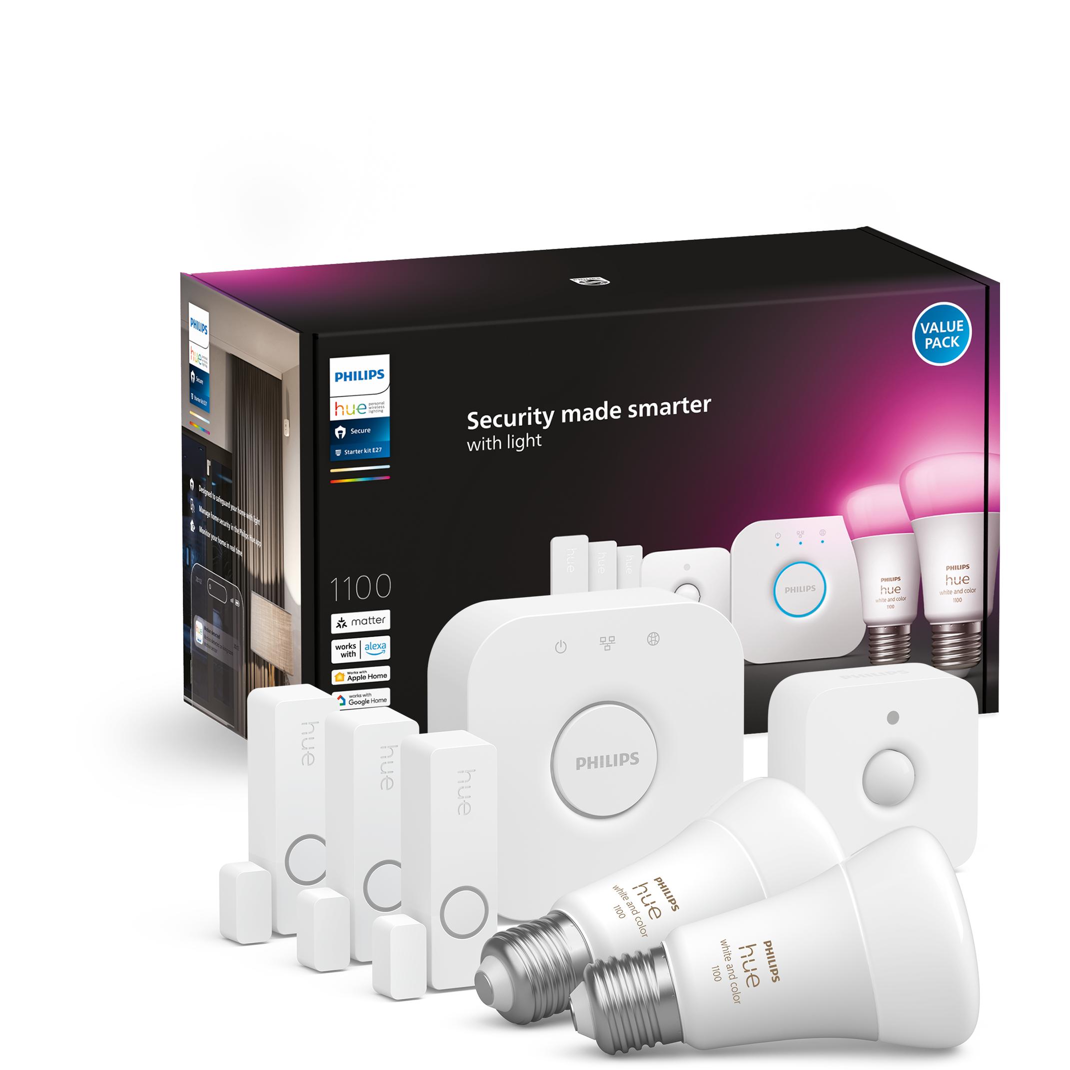 Thumbnail - Philips Hue, Wandleuchte + Deckenleuchte, Secure Sensoren Bundle (1055 lm, E27)