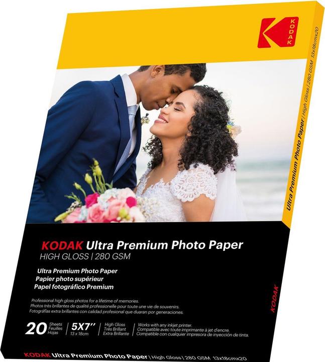 Actual product image Kodak Ultra Prem Photo 280g 10.4 mil Glossy 5/7x20 (280 g/m², 13x18 cm, 20 pcs.)