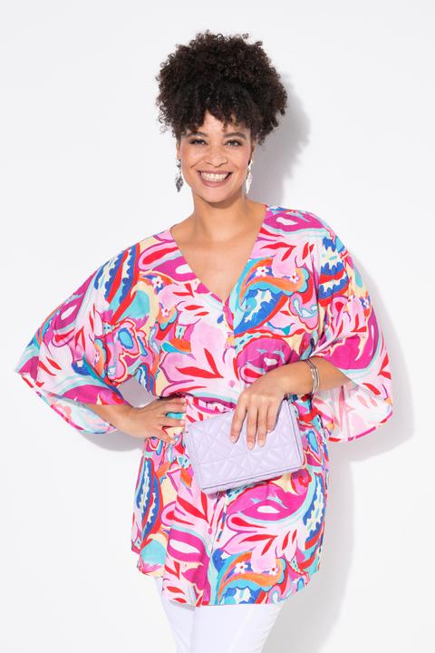 Produktbild Miamoda Kimonobluse, A-Linie, Alloverdruck, Taillen-Tunnelzug (46, 48)