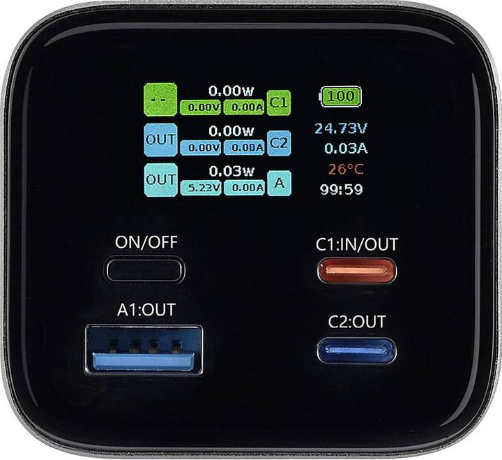 Produktbild Voltcraft VC-C909 Powerbank 27000 mAh Power Delivery 3.0 Li-Ion Schwarz-Silber (27000 mAh, 99.90 Wh)