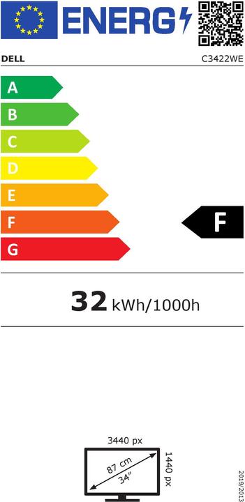 Energielabel Dell C3422WE (3440 x 1440 pixels, 34")