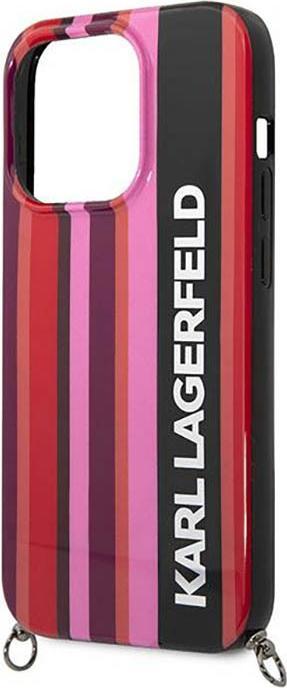 Actual product image Karl Lagerfeld KLHCP14XSTSTP iPhone 14 Pro Max 6.7" hardcase różowy/pink Color Stripes Strap (Apple iPhone 14 Pro Max)