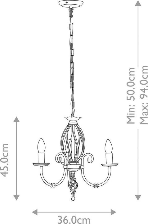 Image du produit Elstead Lighting Artisan Lustre E14 triple noir (36 cm)