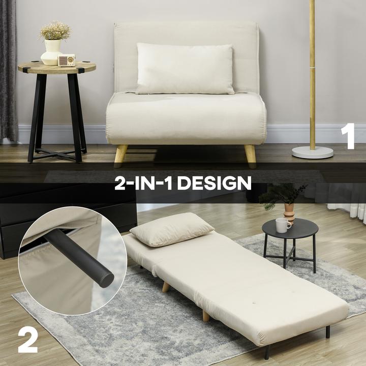 Immagine prodotto Homcom Schlafsessel Polyester, Stahl Beige