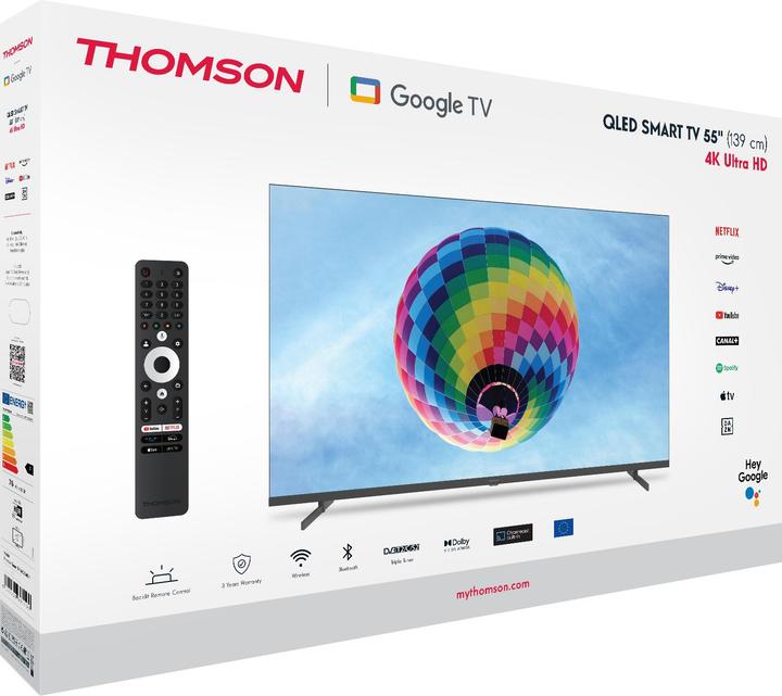 Actual product image Thomson TV Set||55"|4K/Smart|QLED|3840x2160|Wireless LAN|Bluetooth|Google TV|Dark Grey|55QG4S14 (55", QLED, 4K)