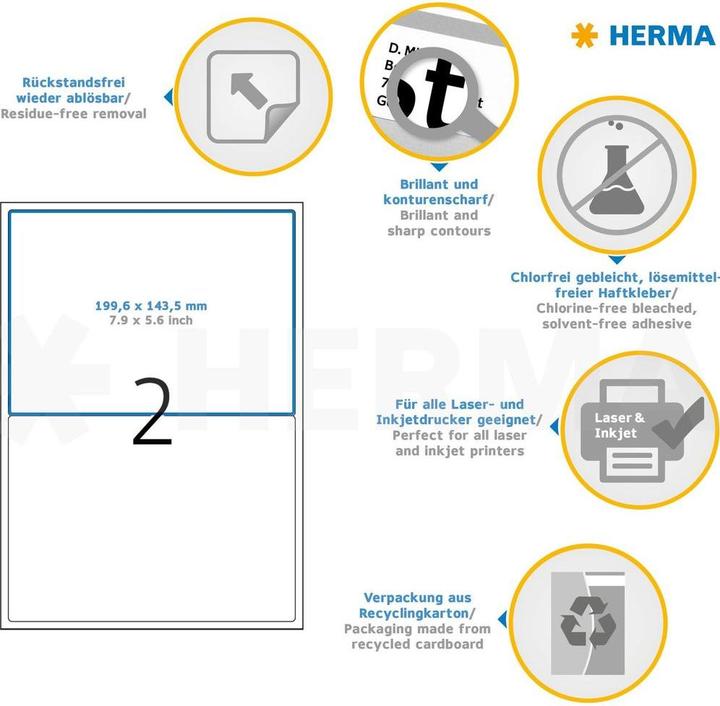Actual product image HERMA A4 removable labels