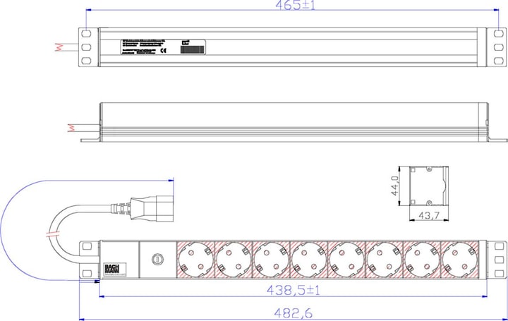 Produktbild Bachmann 19" Steckdosenleiste 8xSchutzkontakt C14-Stecker