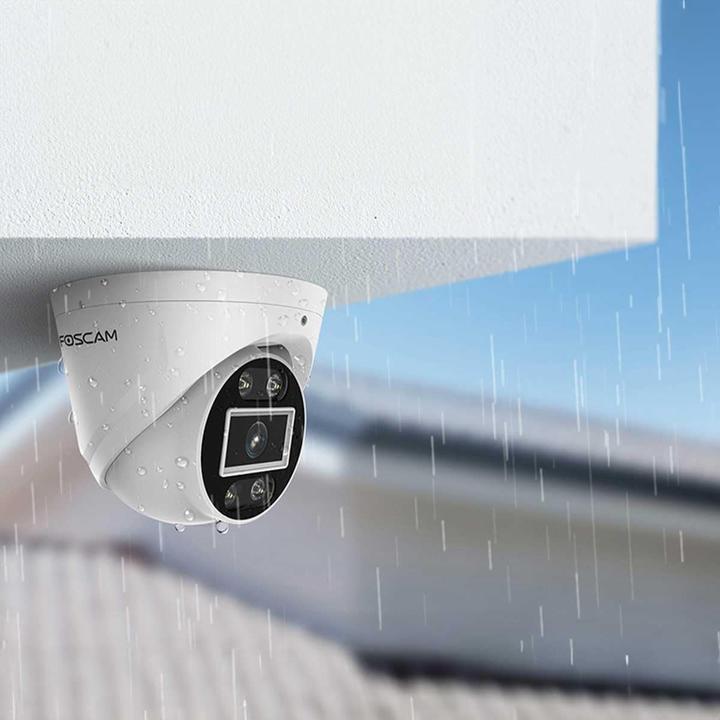 Actual product image Foscam T5EP Surveillance Camera White 5MP (3072x1728), PoE, Integrated Spotlight and Siren (3072 x 1728 pixels)