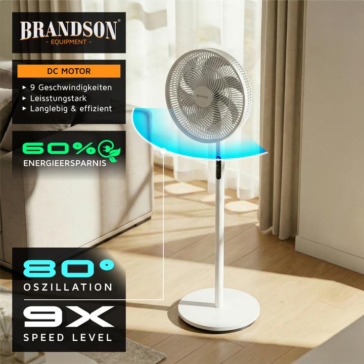 Produktbild Brandson Standventilator DC-Motor, leise, Oszillation, Fernbedienung, 30 W, 9 Geschwindigkeitsstufen (29.70 dB)