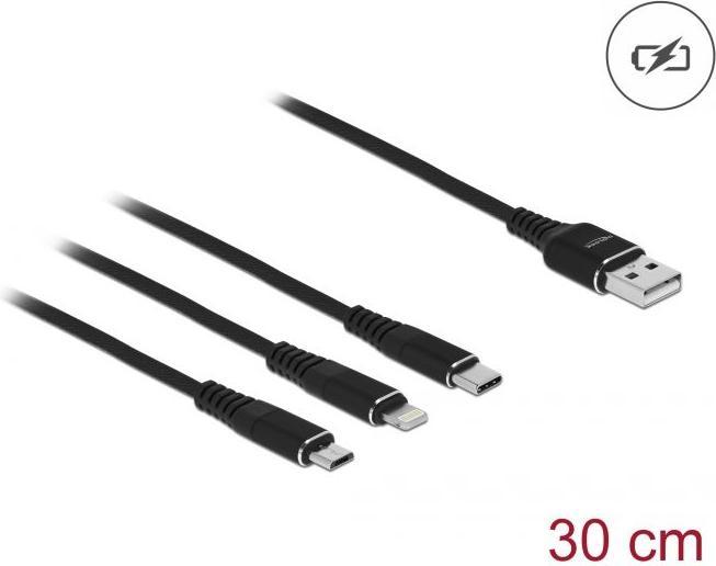Actual product image Delock USB A - USB type C, Lightning, USB Micro B (0.30 m, USB 2.0)