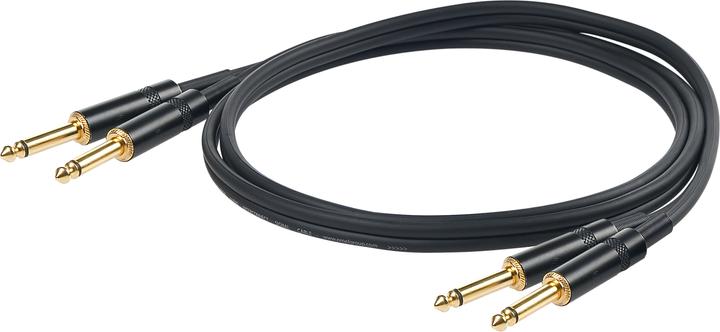 Proel 2 x 6.3mm male to 2 x 6.3mm male cable, 5m, black (5 m, Jack 3,5 mm (AUX))