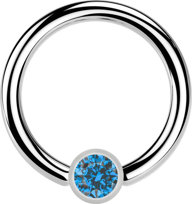 Immagine prodotto Star Piercing Anello con chiusura a sfera in argento e cristallo azzurro (senza ottone, Acciaio chirurgico 316L)