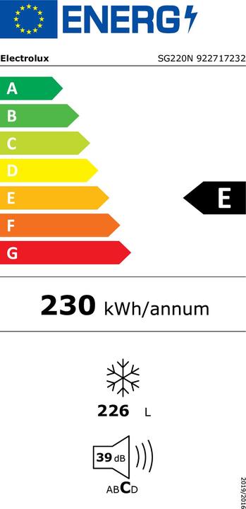 Energie-Label Electrolux SG220N (Freistehend, 226 l)