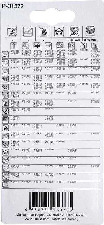Voedingswaarden en ingrediënten Makita Decoupeerzaagblad HGS24DV P-31572