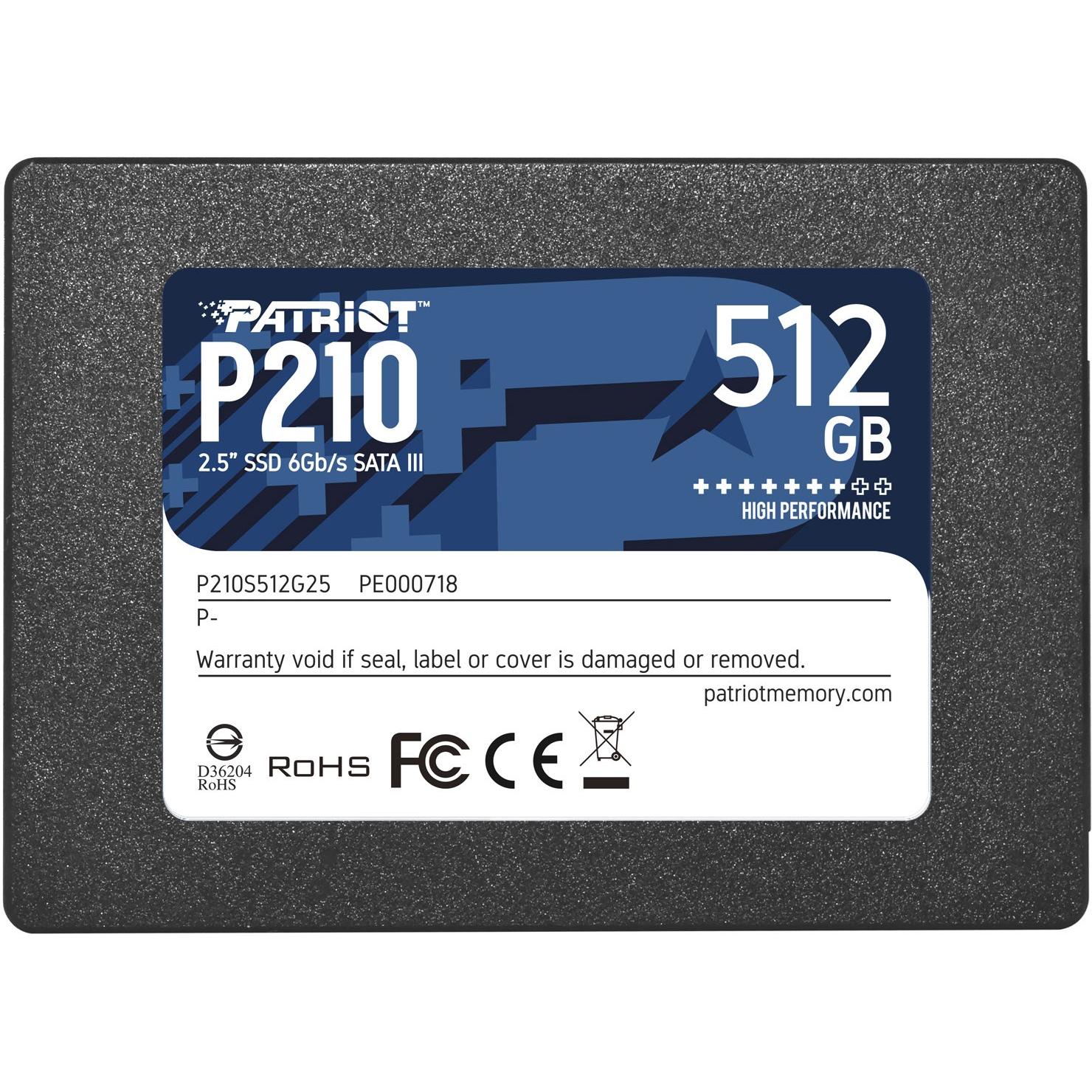 Patriot SSD||P210|512GB|SATA 3.0|Schreibgeschwindigkeit 430 MByte (512 GB, 2.5") (P210S512G25)