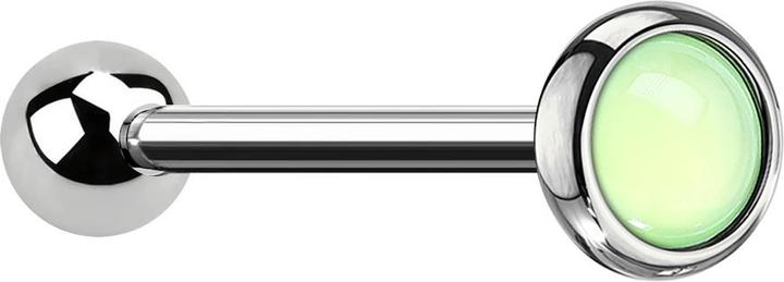Produktbild Star Piercing Micro Barbell silber mit Epoxidstein grün (ohne Messing, Chirurgenstahl 316L)