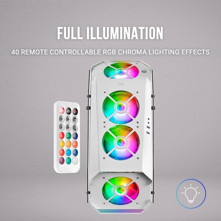 Immagine prodotto Mars Gaming Boitier Moyen Tour Atx Mc51 RGB Avec Panneaux Vitrés (Blanc) (ATX, mATX, Mini-ITX)