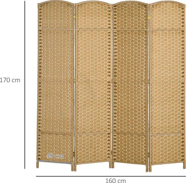 Actual product image Homcom Paravent Polypropylen, Kiefernholz Naturholz