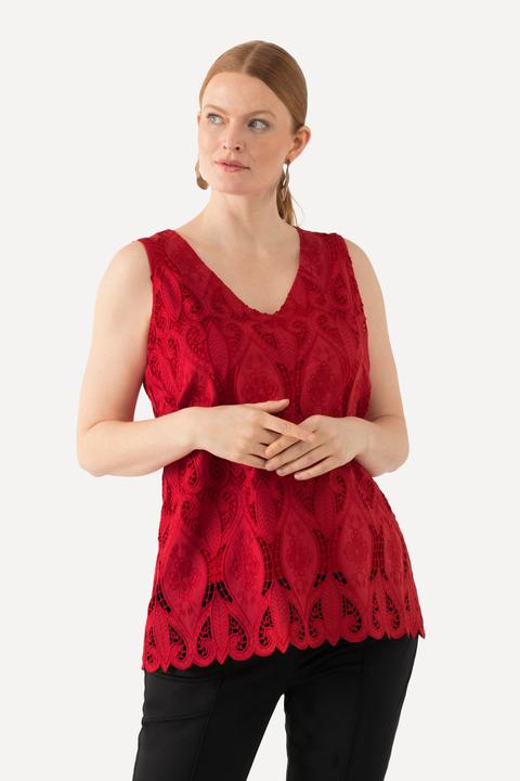 Immagine prodotto Ulla Popken Top in pizzo dal taglio svasato e smanicato con scollo a V (42, 44)