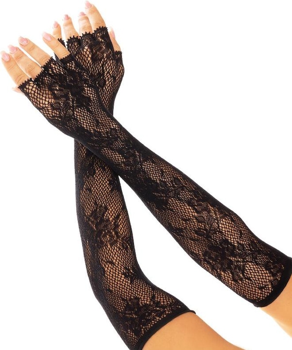 Produktbild Leg Avenue Floral Network Fingerlose Handschuhe Weiss (One Size)