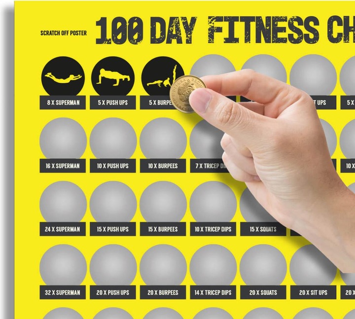 Produktbild Out of the blue 100 Tage Fitness Challenge Scratch off Poster zum Rubbeln