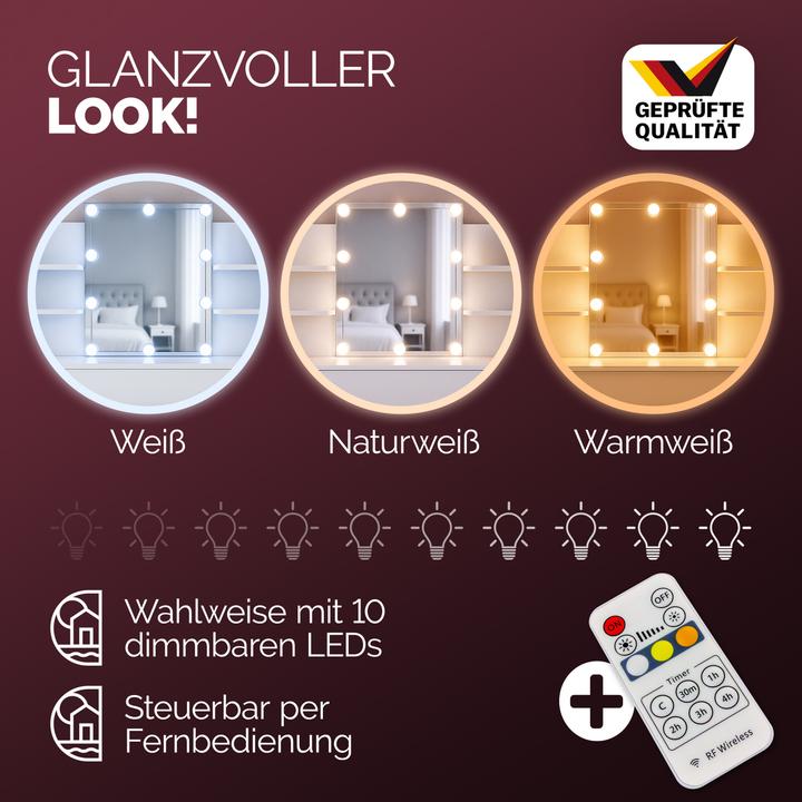 Image du produit Casaria Schminktisch mit Hocker (110 x 40 x 140 cm)