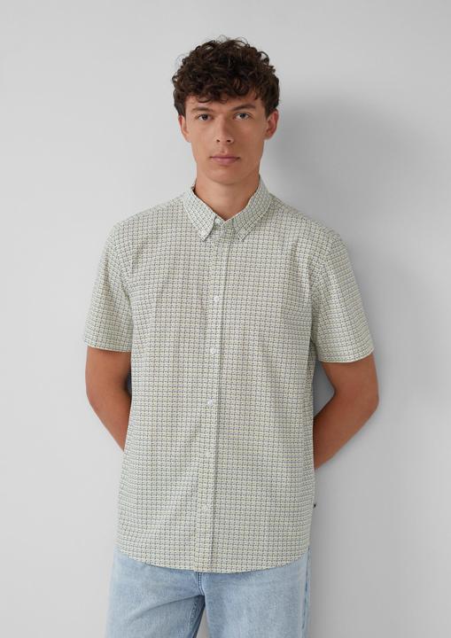 Immagine prodotto s.Oliver Hemd Regular Fit: Gemustertes Kurzarmhemd aus Baumwolle mit Button-Down-Kragen (L, M)