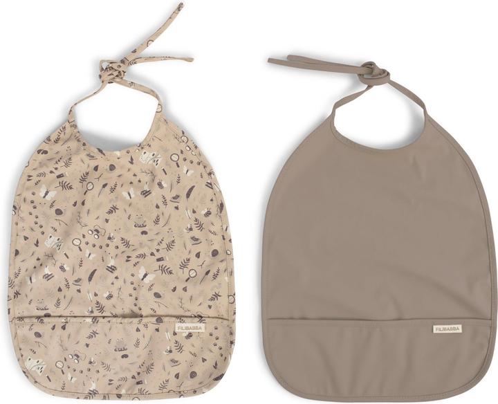 Filibabba Bavaglino con nastro 2-pack - Little Wonders + Warm Grey (6 Mesi)