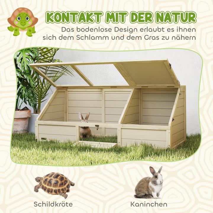 Image du produit PawHut Schildkrötenhaus Tannenholz, Verzinkter Stahl Naturholz