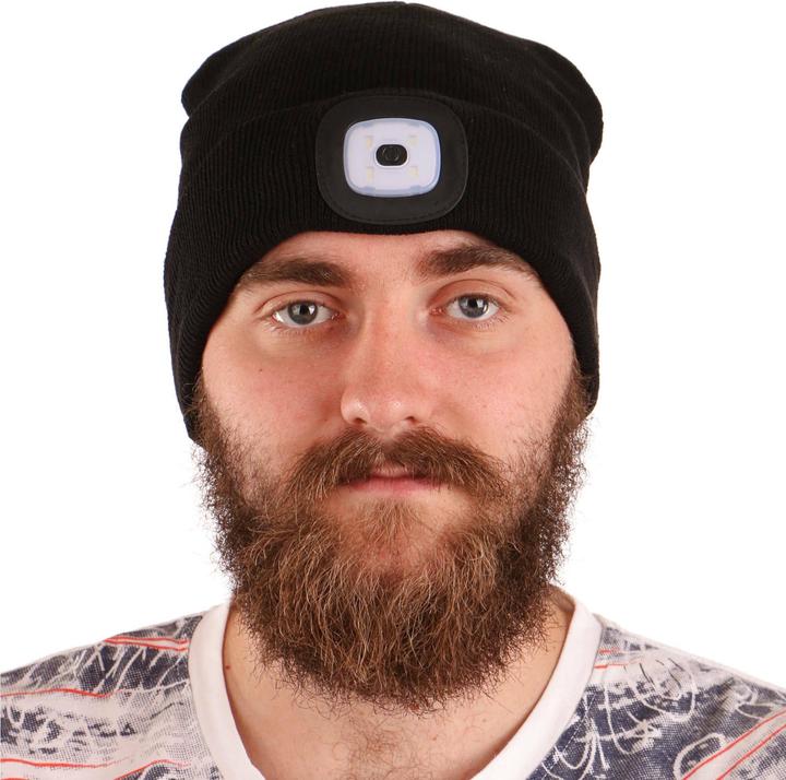 Actual product image Sixtol Cap with headlamp 180lm, rechargeable, USB, universal size, cotton/PE, black (180 lm)