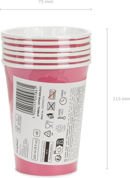 Actual product image Partydeco Becher dunkelrosa (6x)