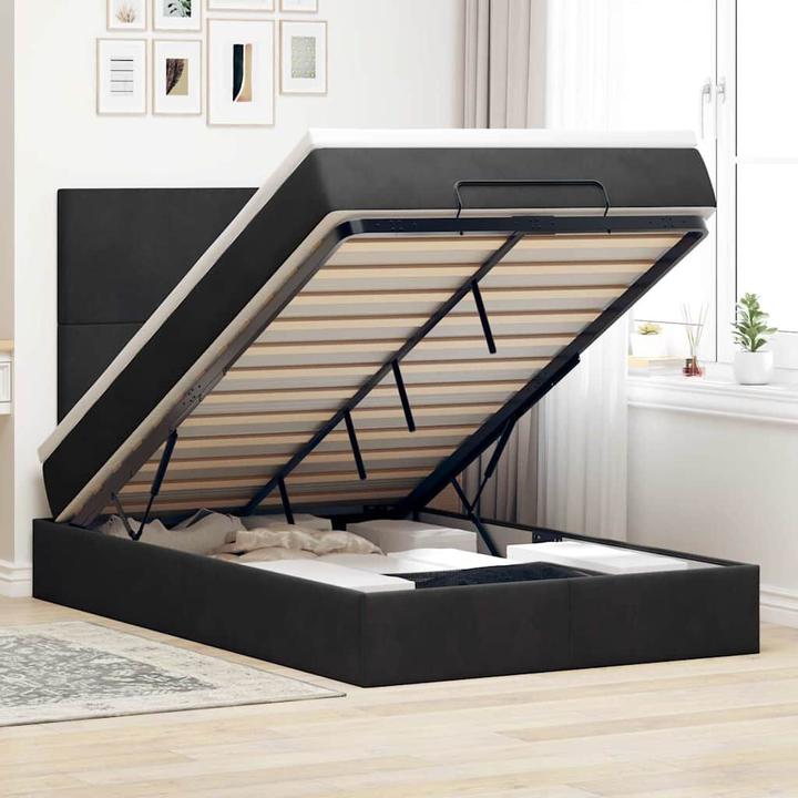 Produktbild VidaXL Ottoman-Bett mit Matratzen Schwarz 120x200 cm Samt Bettrahmen (120 x 200 cm)